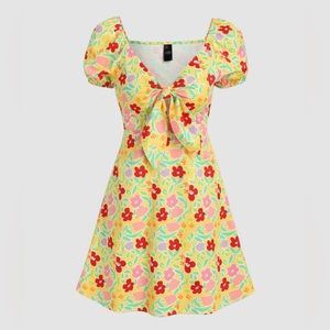 Floral Knot Front Mini Dress